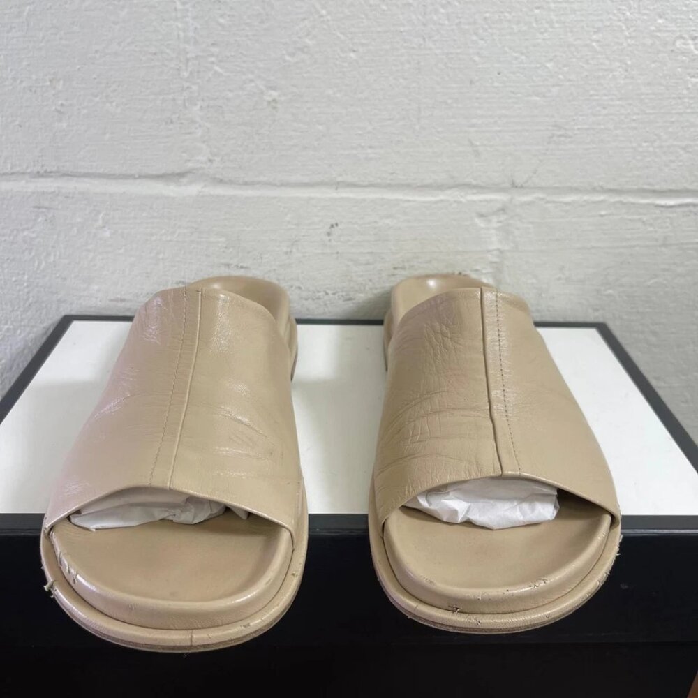 Aeyde Sandals Beige Leather Slide Slip On Women's‎ 39 EU/8 UK Made In Italy